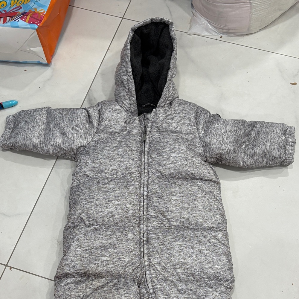 Gray Hooded Puffer Jacket